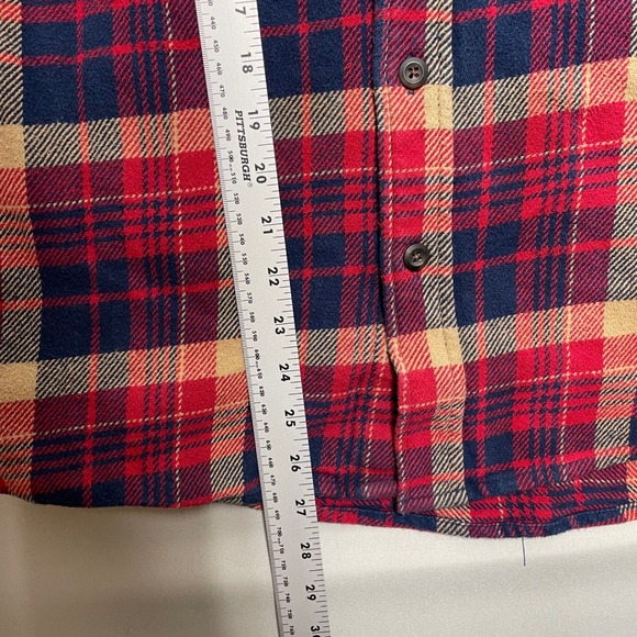 Orvis Mens Plaid Flannel Shirt Red Navy Tan Long Sleeve‎ Button Up M Outdoor - Picture 7 of 9